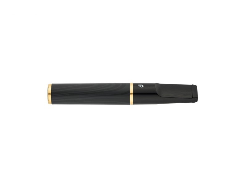 Denicotea Nice cigaretta szipka ébenfa borítással, fekete, arany színű gyűrűvel – 74 mm